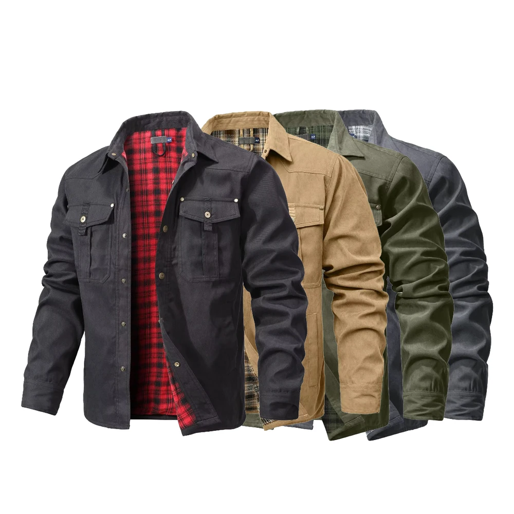 Flannel Shirt Lined - Erkek Ceketleri Baharlık Flanel Astarlı Gömlek