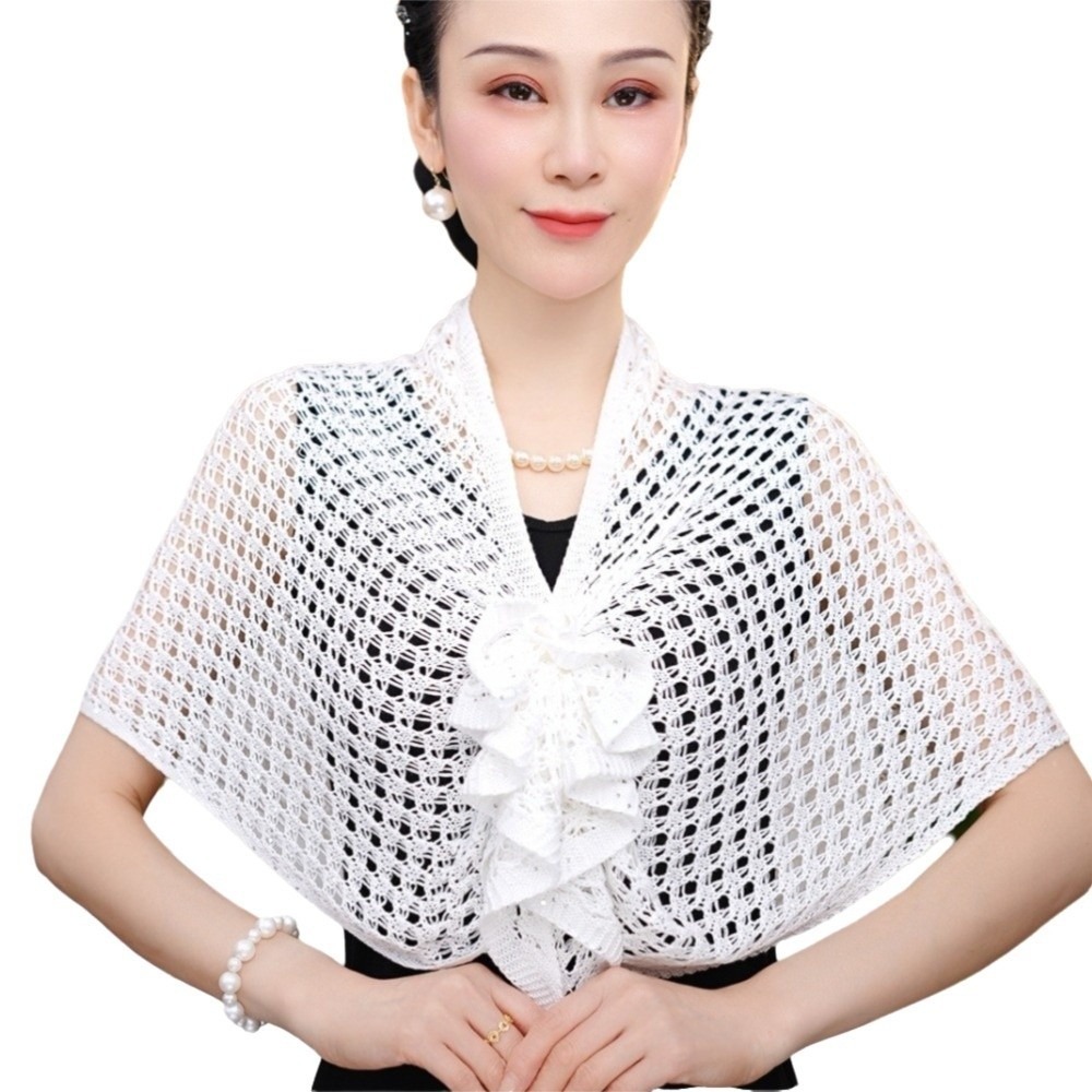Shawl Wrap Winter - Parıltılı Tasarım Oyuklu Hırka Ön Tokalı