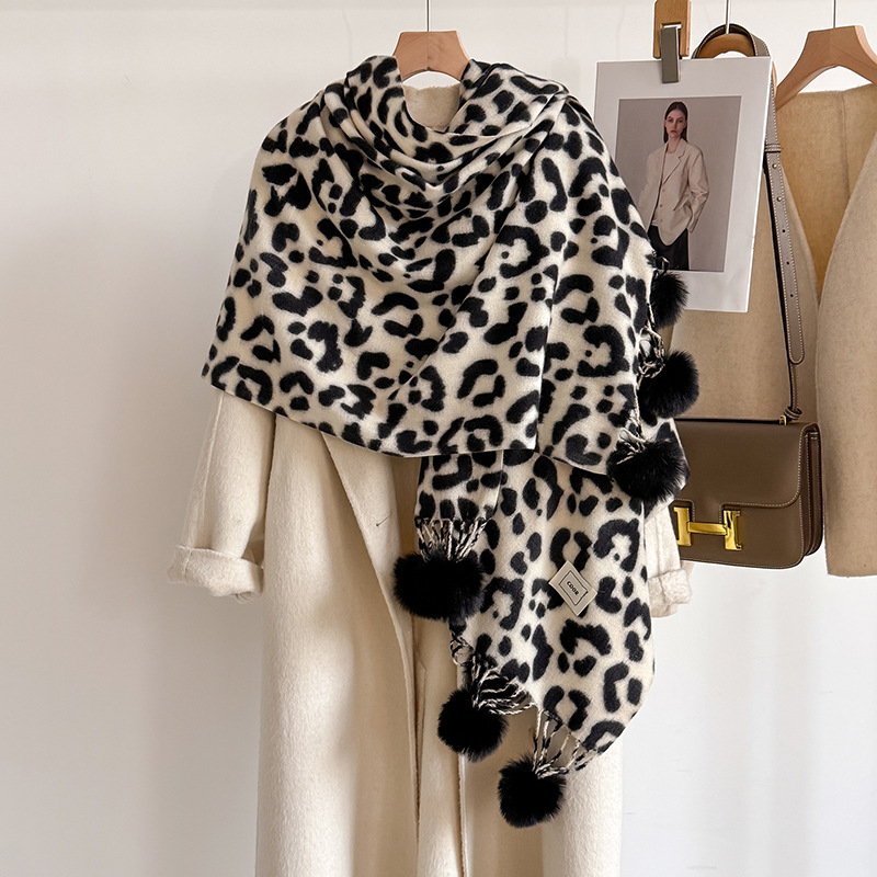 Cashmere Pashmina Wrap - Yeni Lüks Kışlık Leopar Desenli Çift