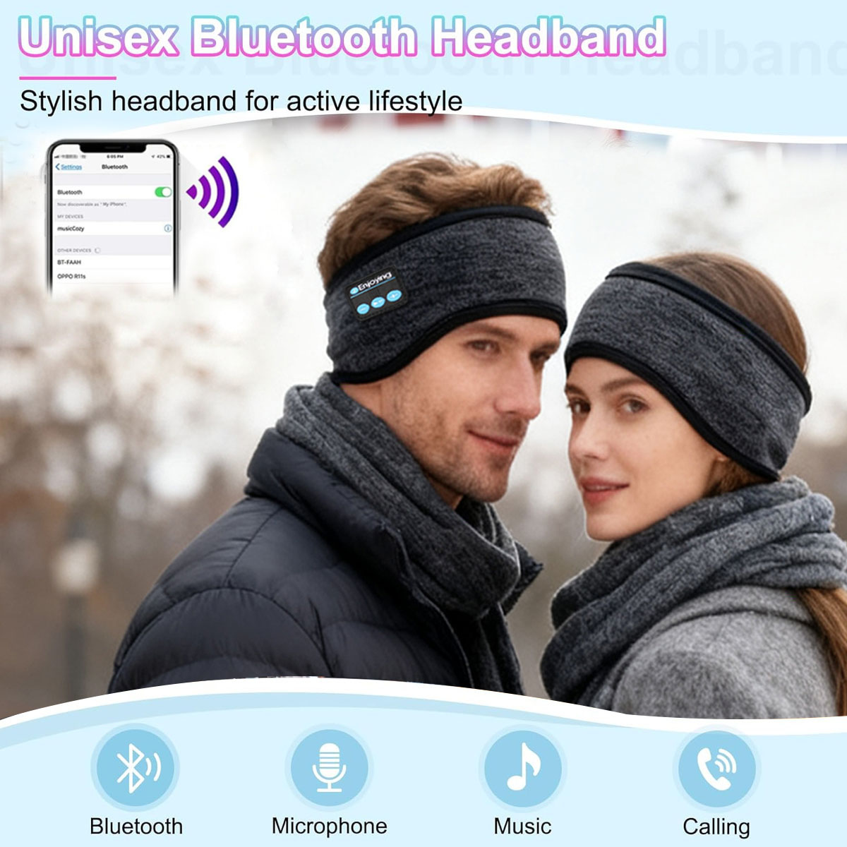 Winter Headband Fleece - Kablosuz Bluetooth Kulaklıklar Kafa Bandı Spor