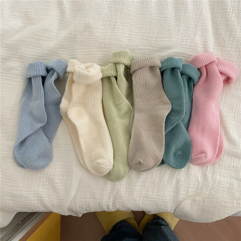 Thermal Sock Wool - Katı renk kadınlar kış kalın sıcak