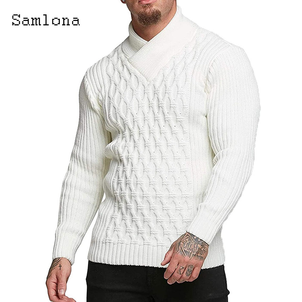 Wool Scarf Men - Samlona Erkekler Sonbahar Yeni Örgü Kazak