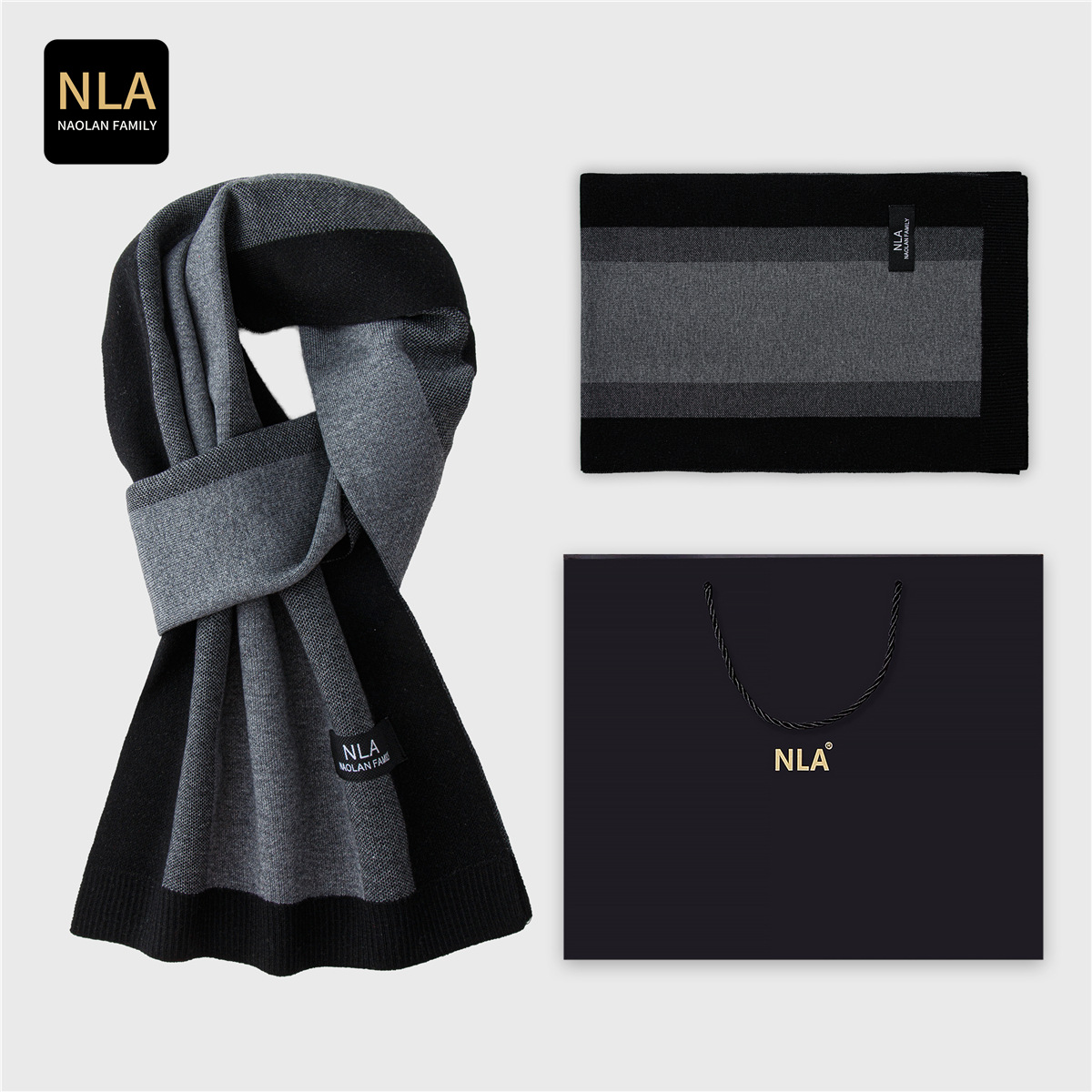 Wool Scarf Men - Hediye Kutusu Örme Erkek Yün Eşarp