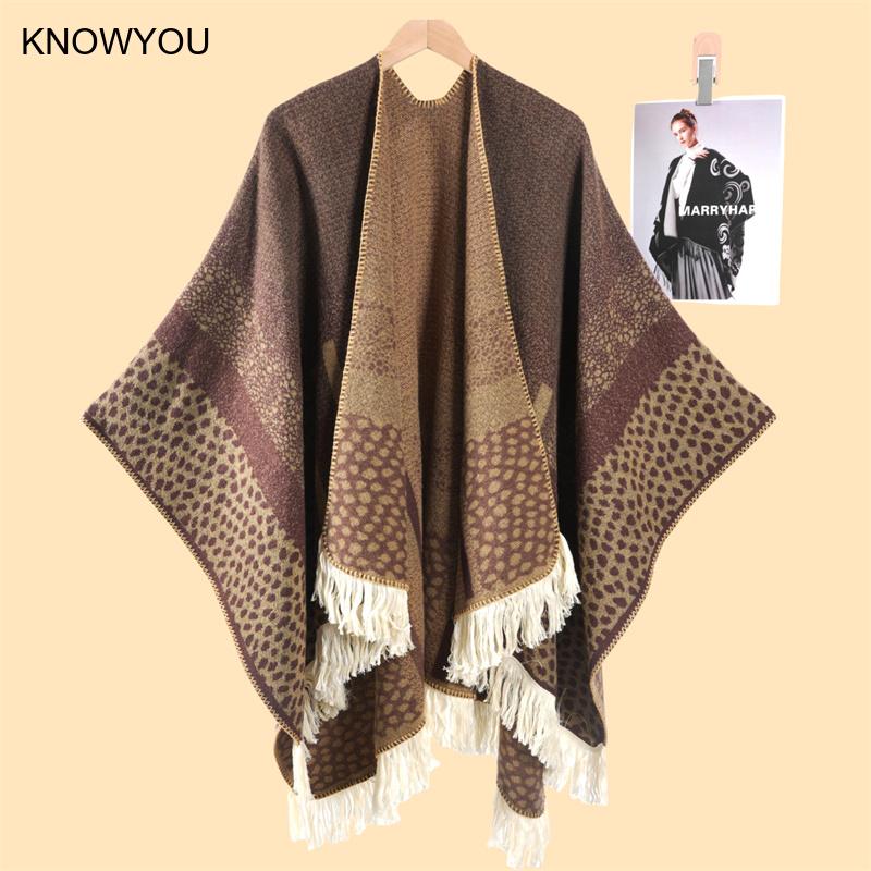 Cashmere Pashmina Wrap - Leopar Desenli Yarık Paşmina Kadın Zarif
