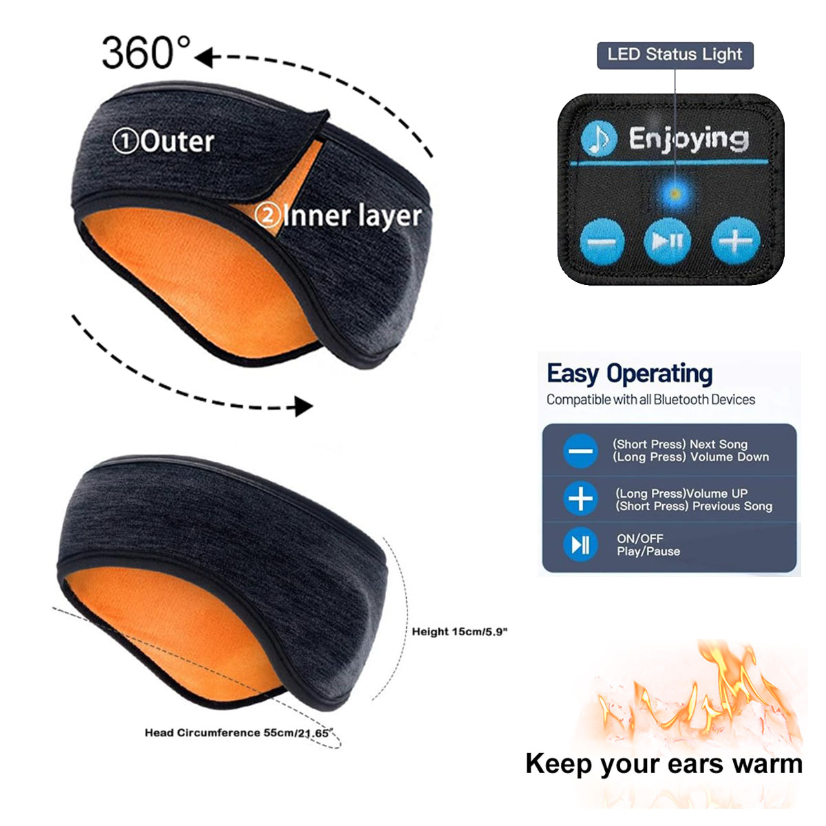 Kablosuz Bluetooth Kulaklıklar - Winter Headband Fleece incelemesi ve fiyatı