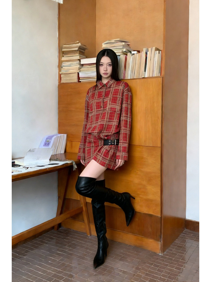 Punk Ekose Flanel Gömlek Elbis - Flannel Shirt Lined incelemesi ve fiyatı